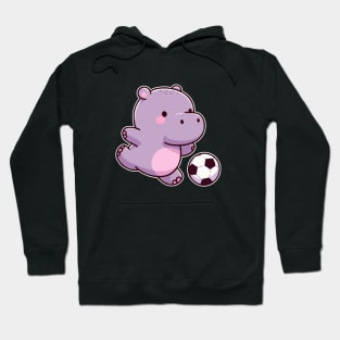 cute hippo play soccer ball Hoodie